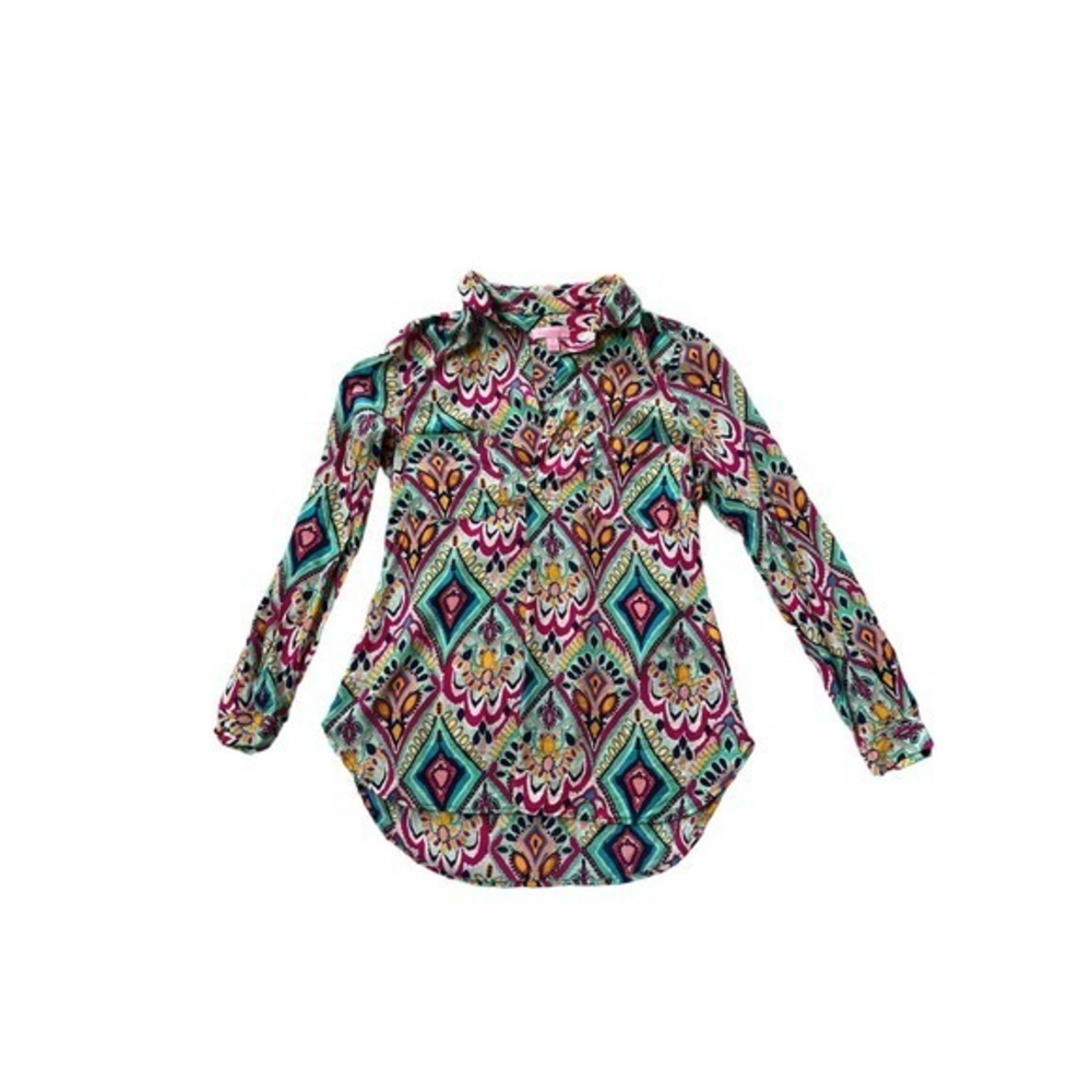 Lilly Pulitzer‎ Crown Jewel Boston Top 100% Silk Womens Blouse